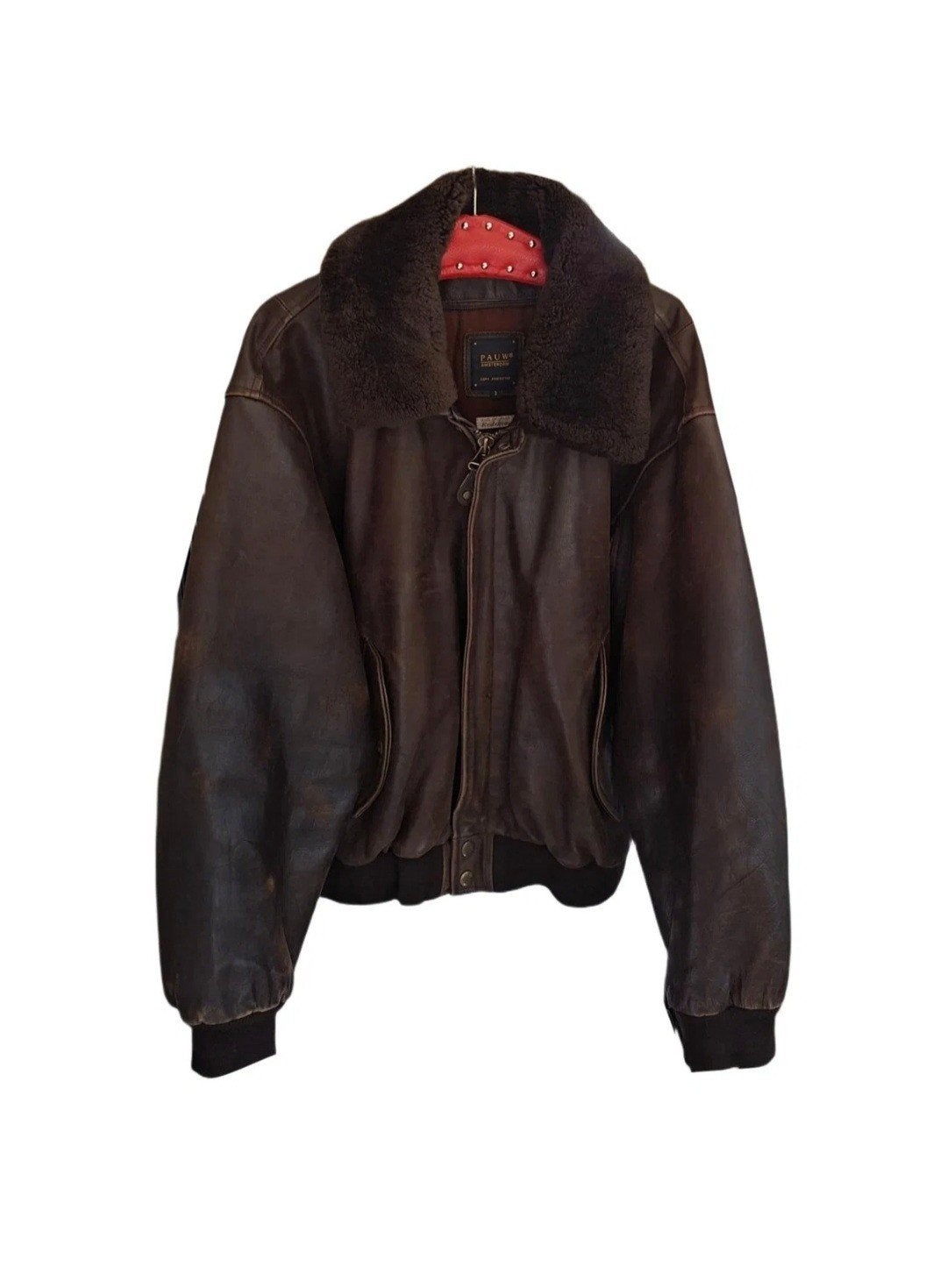 Vintage leren bomberjack  Pauw Amsterdam x redskins maat L, Maat 52/54 (L), Bruin, Pauw Amsterdam / RedSkins, Ophalen of Verzenden