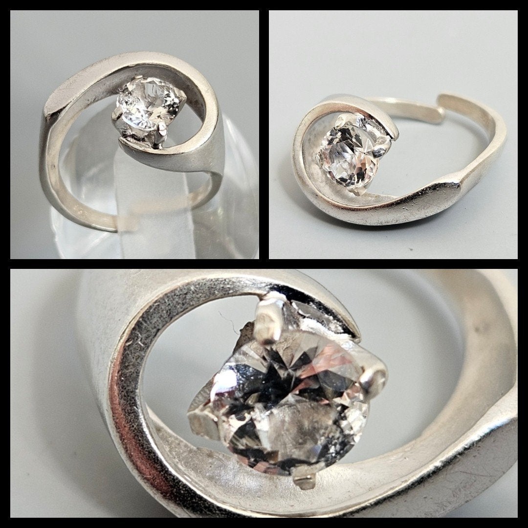 Zilver,  835 zilveren design ring bezet met geslepen steen, Ophalen of Verzenden, Zilver, Ring
