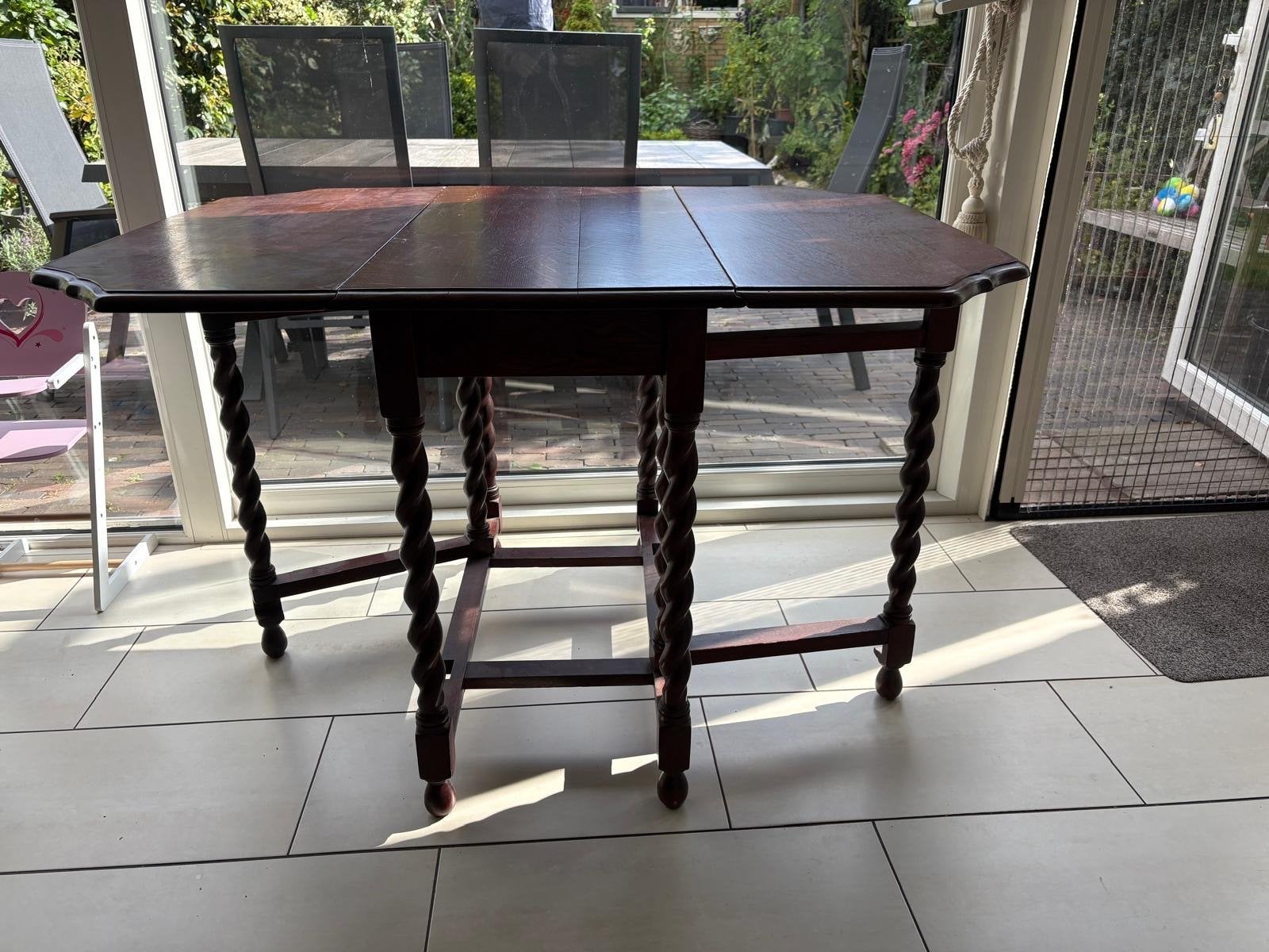 Antieke Gateleg Tafel met Gedraaide Poten, Ophalen