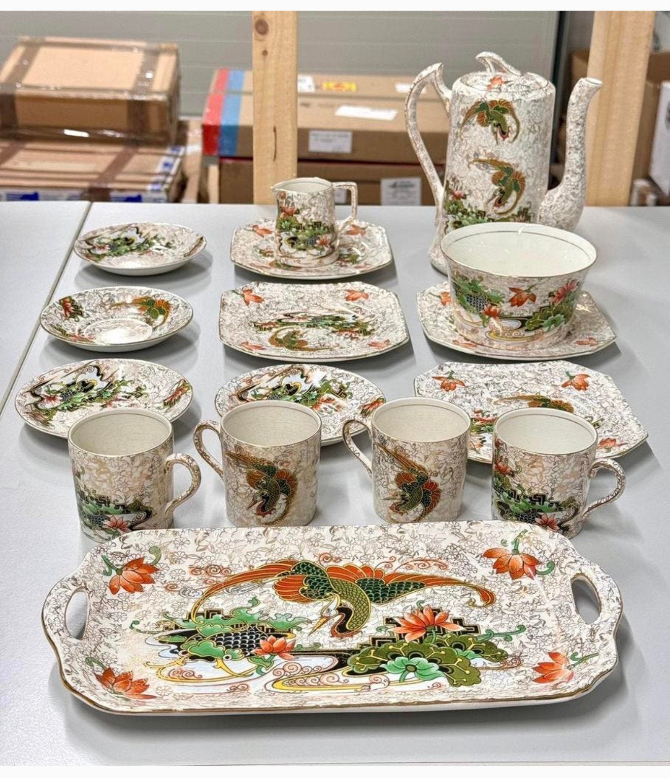zeldzaam UK Engels Phoenix ware Engeland servies set theepot, Ophalen of Verzenden