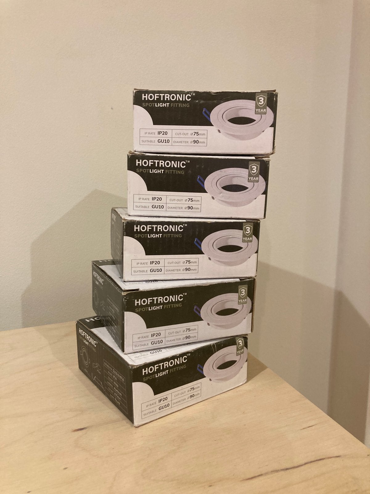 5x fittingen voor inbouwspotjes (90 mm diameter, GU10), Huis en Inrichting, Kunststof, Overige lichtbronnen, GU10, Geschikt voor plafondmontage
