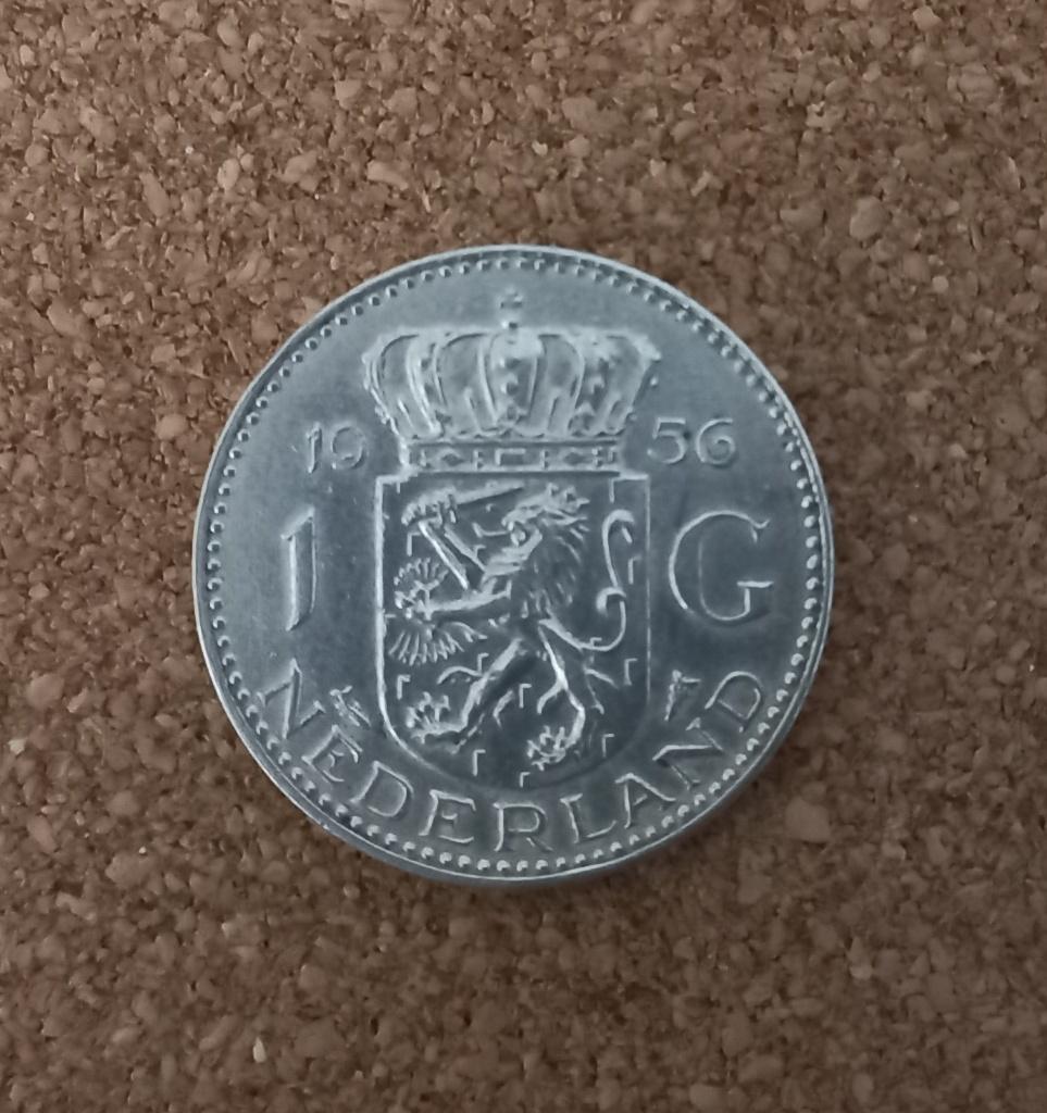 Zilveren Juliana Gulden 1956, Postzegels en Munten, Munten | Nederland, 1 gulden, Koningin Juliana, Zilver, Ophalen of Verzenden