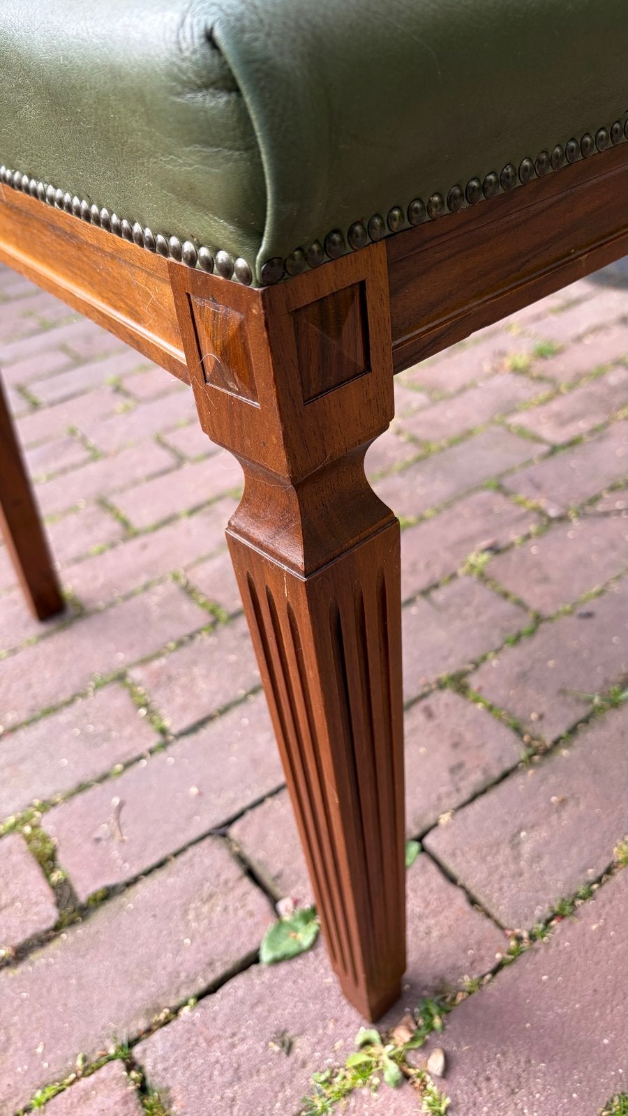 Set van 6 Eetkamerstoelen - Klassiek Groen Leer, Antiek en Kunst, Ophalen