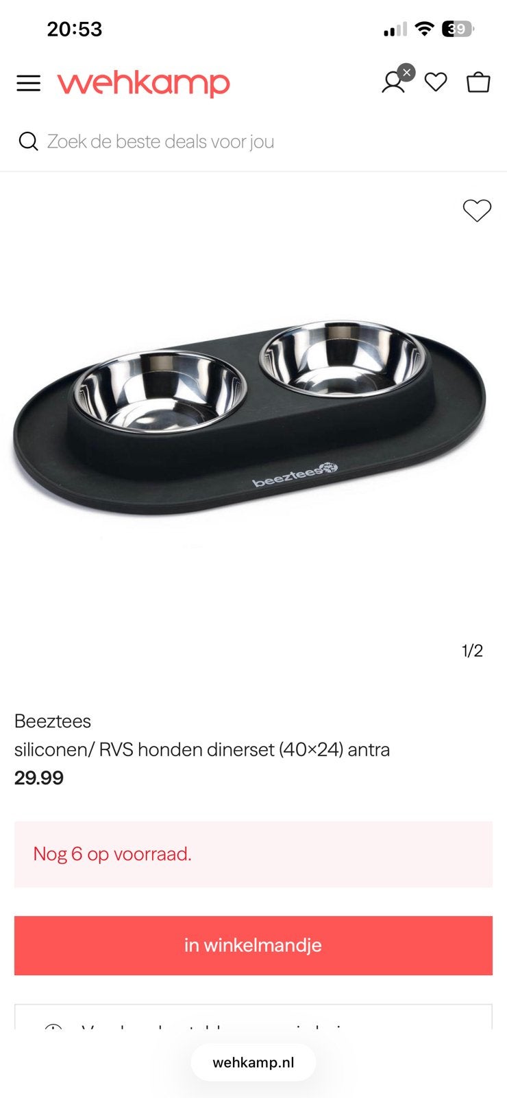 Beeztees voederbak en waterbak voor kleine hond. Nieuwstaat., Dieren en Toebehoren, Ophalen of Verzenden, Zo goed als nieuw
