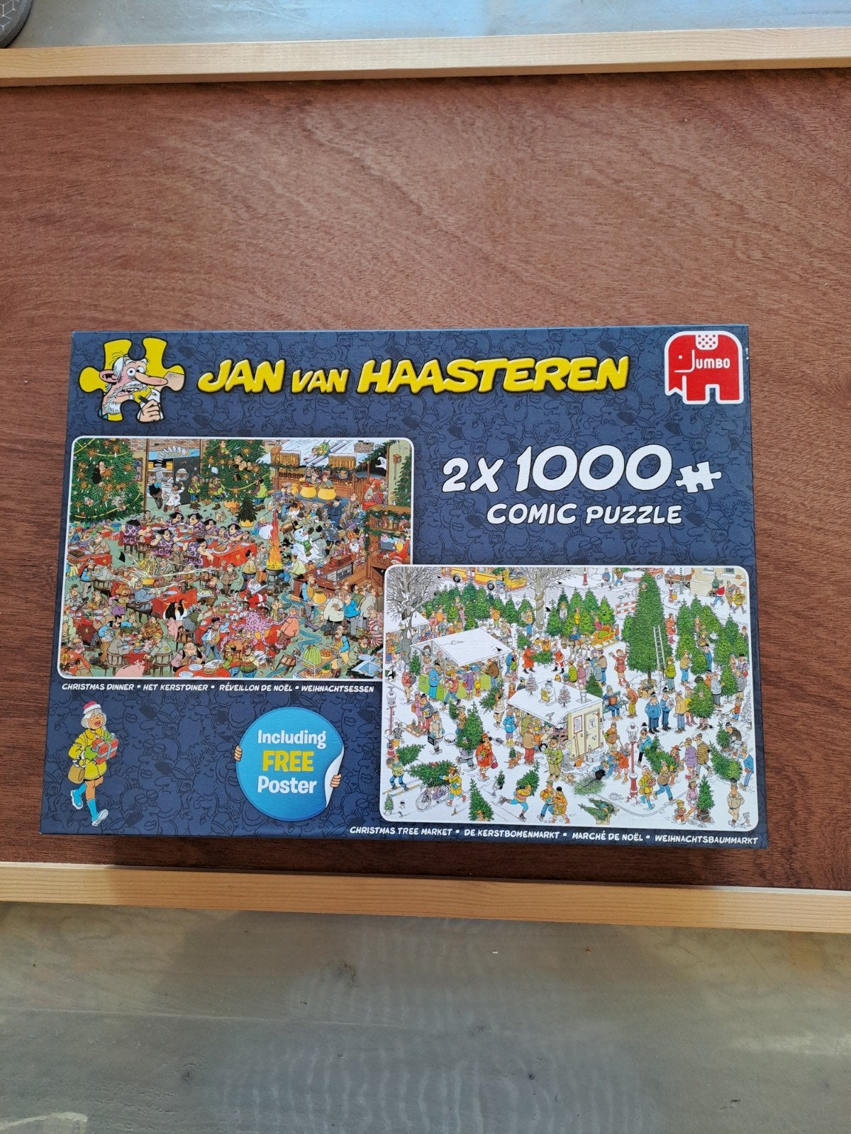 Jan van Haasteren puzzels. 2 x 1000 st. in 1 doos. Compleet., Ophalen of Verzenden, 500 t/m 1500 stukjes, Zo goed als nieuw, Legpuzzel