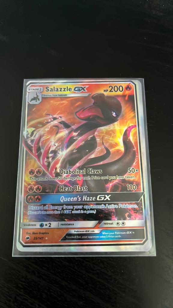 Pokémon Salazzle GX Full Art – 25/147, Ophalen of Verzenden, Zo goed als nieuw, Foil