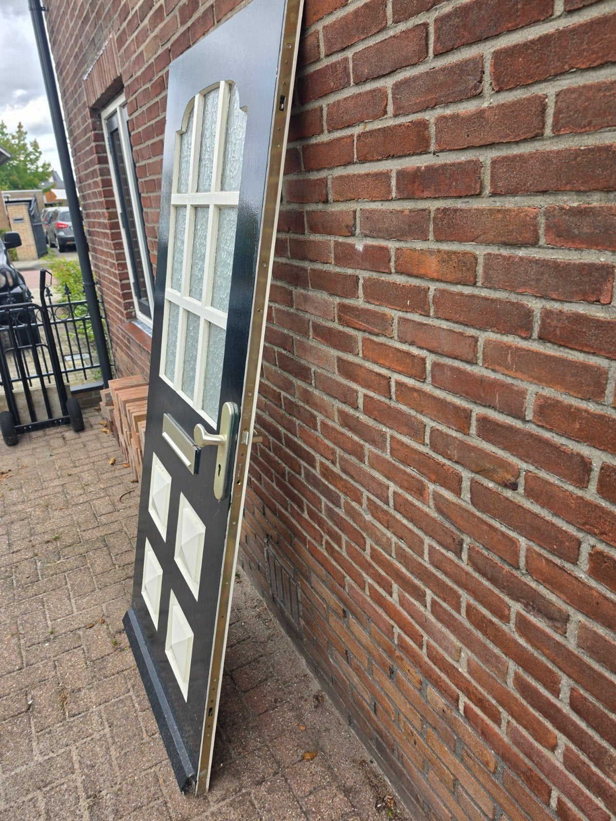 Hardhouten voordeur met 3-puntsluiting, 82,5x200,5 cm, Gebruikt, 80 tot 100 cm, Ophalen of Verzenden, Buitendeur