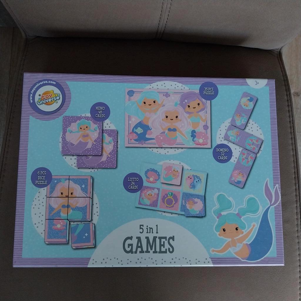 Puzzel en 5 spellen in 1 zeemeermin ZGAN, Ophalen of Verzenden, 10 tot 50 stukjes, Zo goed als nieuw, 4 tot 6 jaar