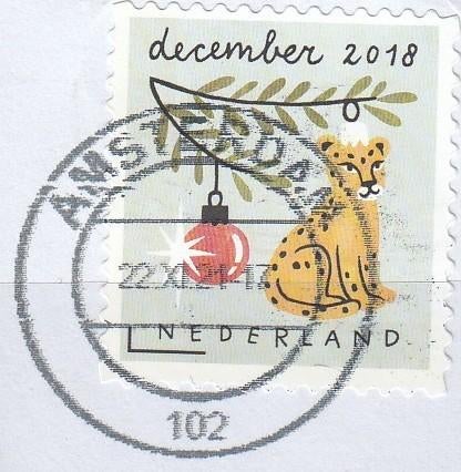 Nederland -10.23- 2018- Decemberzegels- Kerstbal- Hond- G, Verzenden, Na 1940, Gestempeld