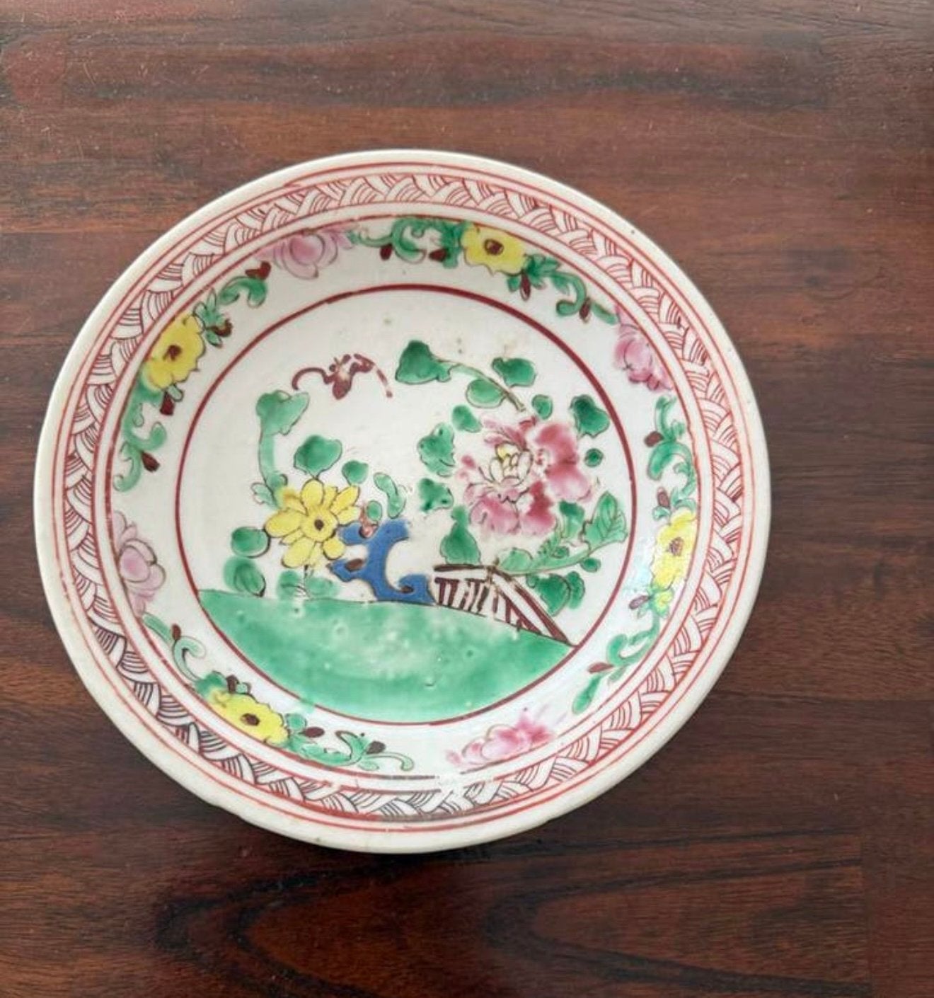 Antiek Chinees porseleinen schaaltje met bloemmotief, Ophalen of Verzenden