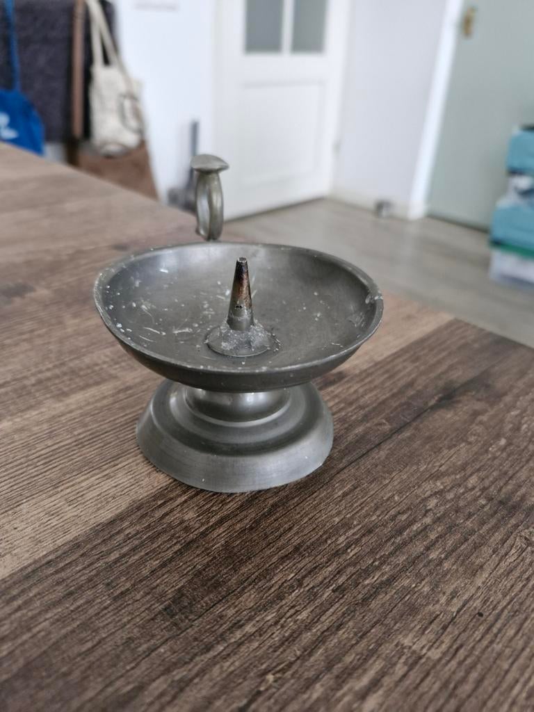 Tinnen kandelaartje, Ophalen of Verzenden