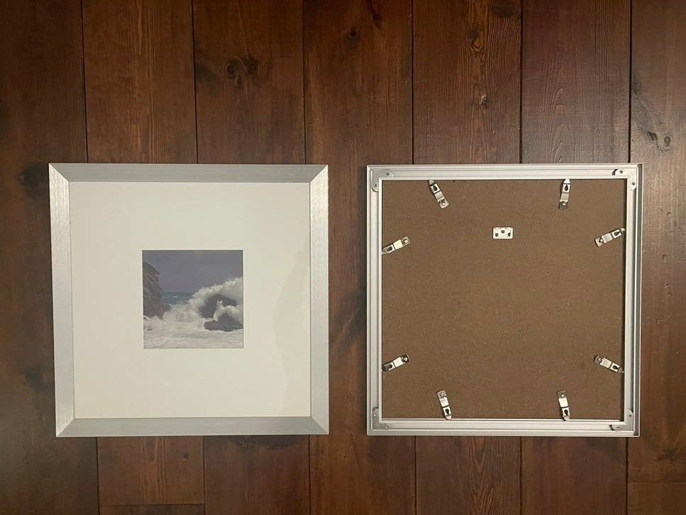 2x Aluminium Lijsten 35x35 cm met Glas en Passe-partout, Ophalen, Gebruikt, Fotolijst, Met glas