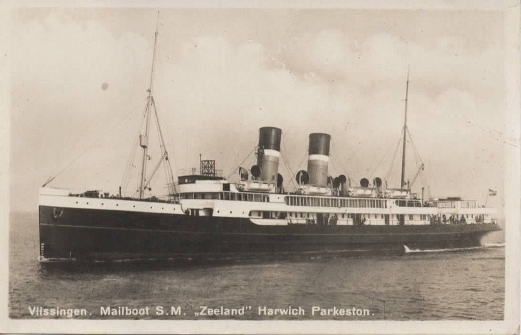Vlissingen Mailboot S. M. Zeeland Harwich Parkeston, Verzamelen, Ansichtkaarten | Nederland, Verzenden, 1920 tot 1940, Gelopen