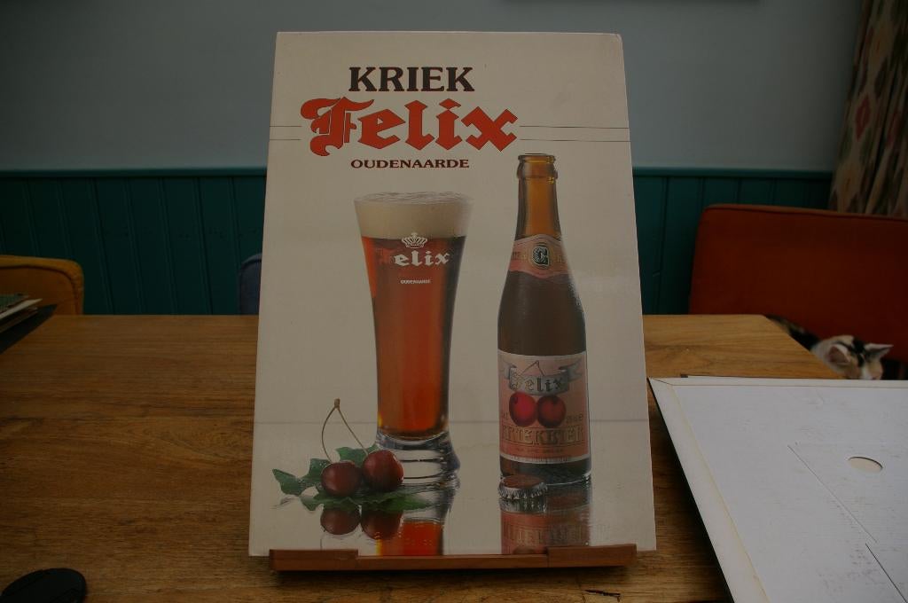Bier reclame Kriek Felix, Ophalen of Verzenden, Gebruikt, Reclamebord, Plaat of Schild, Overige merken