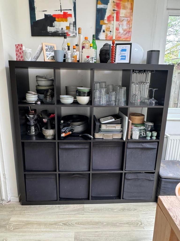 IKEA large shelving unit dark brown, Ophalen, Zo goed als nieuw, Hout, Cd's