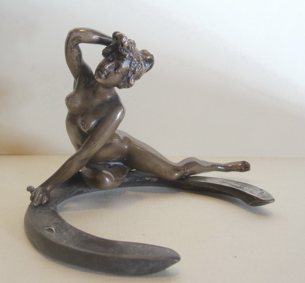 Antiek art nouveau brons, naakt, G Recipon, ca 1896, Antiek en Kunst, Kunst | Beelden en Houtsnijwerken, Verzenden, Brons, Gemerkt