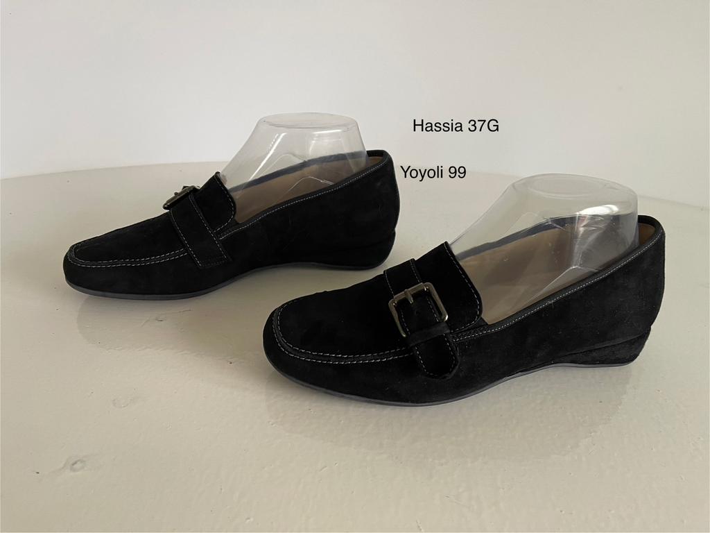 99) Hassia 4G (37) nubuck instappers  zwart, Ophalen of Verzenden, Zo goed als nieuw, Zwart, Instappers