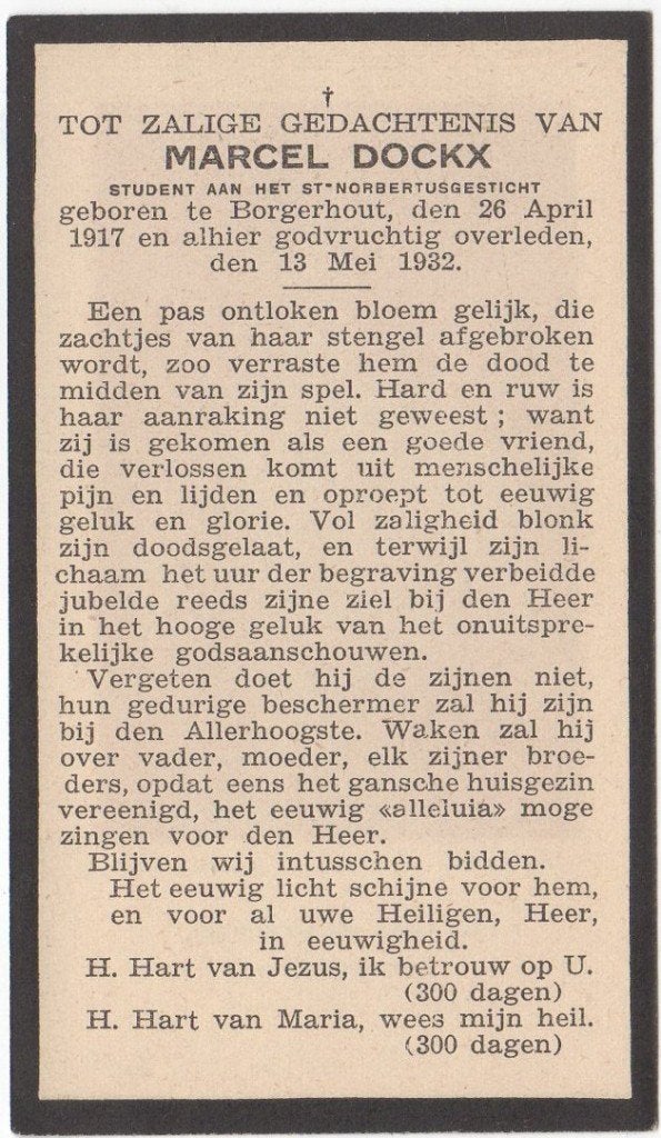 Marcel Dockx 1917 - 1932 Borgerhout, 15 jaar oud, Verzenden