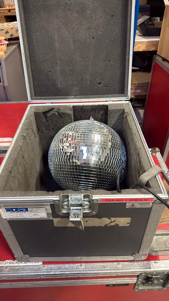 30 Cm Spiegelbol met motor en kist, Ophalen, Zo goed als nieuw, Discobol