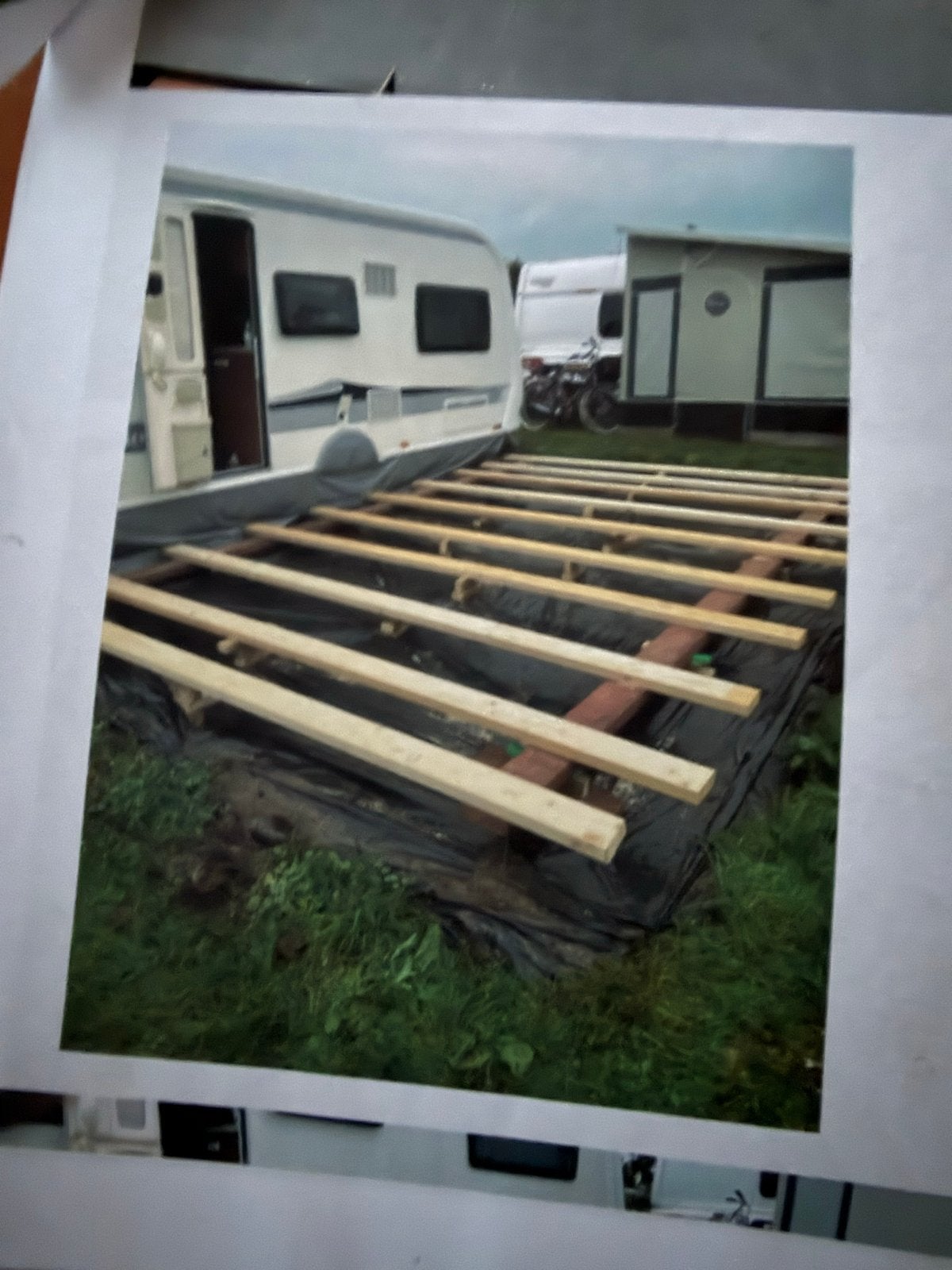 Vaste Vloer betonplex hardhout caravan voortent, Ophalen, Gebruikt