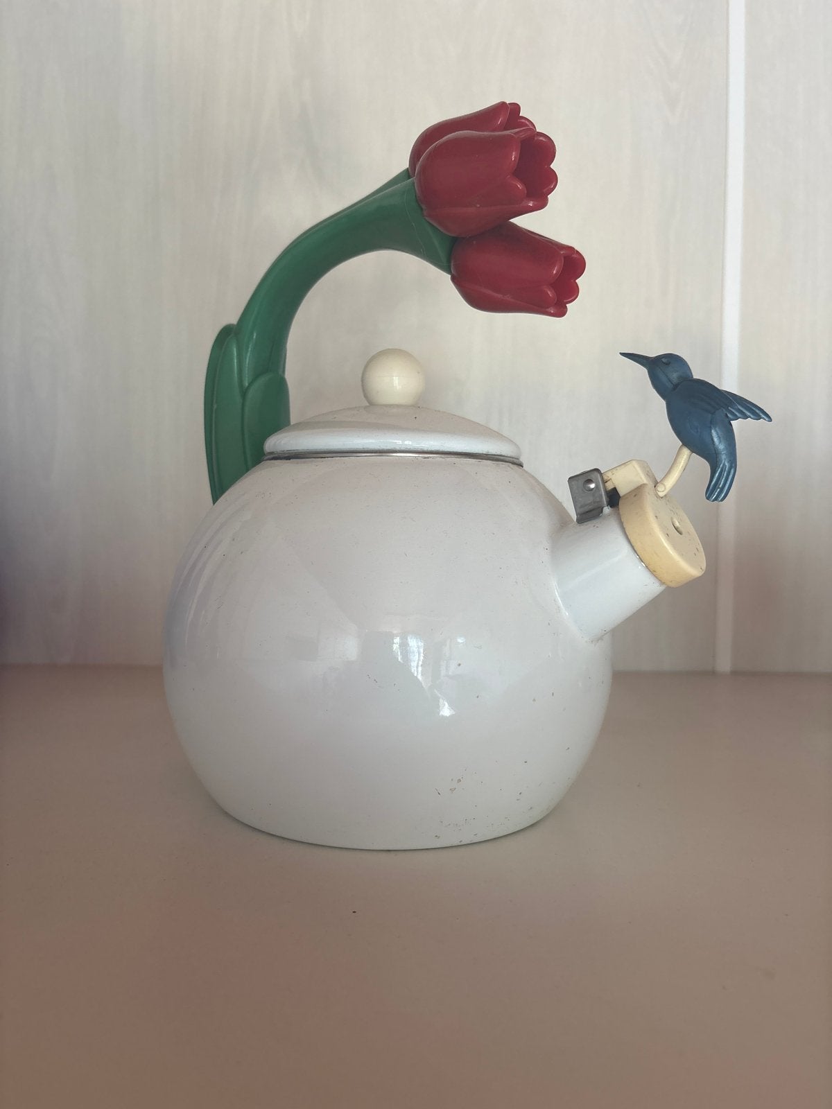 Ancona fluitketel met tulp- en vogeldecoratie, ca. 1997, Antiek en Kunst, Ophalen