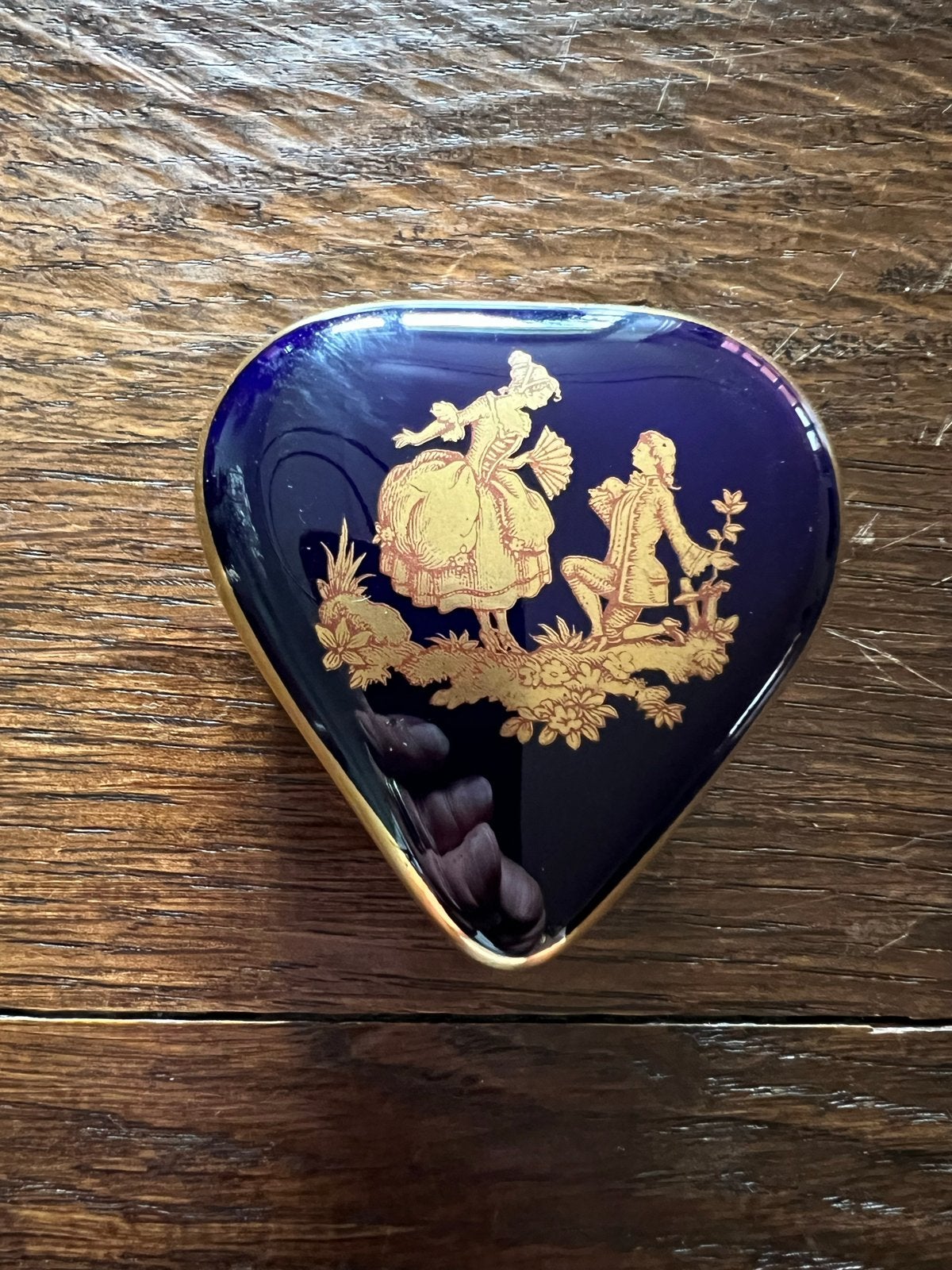 Vintage Limoges Porseleinen  Doosje - Donkerblauw Goud, Ophalen of Verzenden