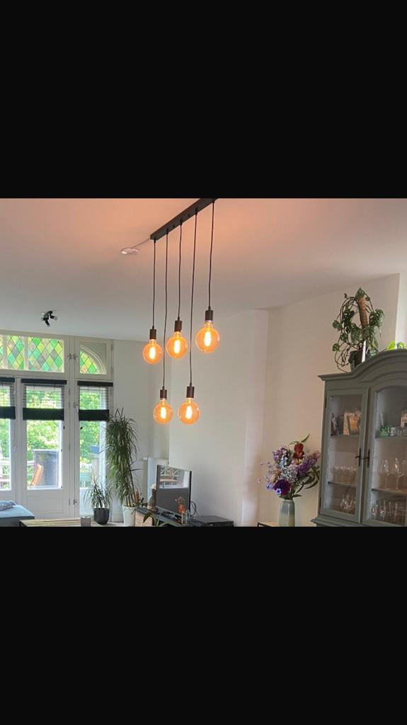 Leenbakker Hanglamp 5-lichts - Inclusief Lampen, Ophalen, Gebruikt, Metaal, 75 cm of meer