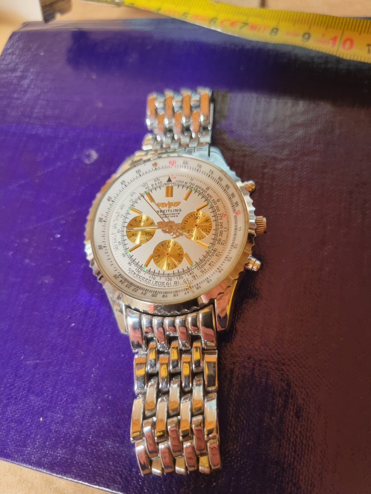Breitling style chronograaf horloge - Windrider look, Sieraden, Tassen en Uiterlijk, Horloges | Dames, Overige merken, Staal, Staal