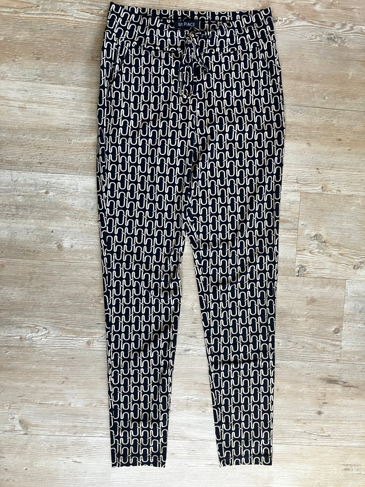Zwart/caramel broek van Mi Piace, mt S van travelstof, Ophalen, Mi Piace, Zwart, Zo goed als nieuw