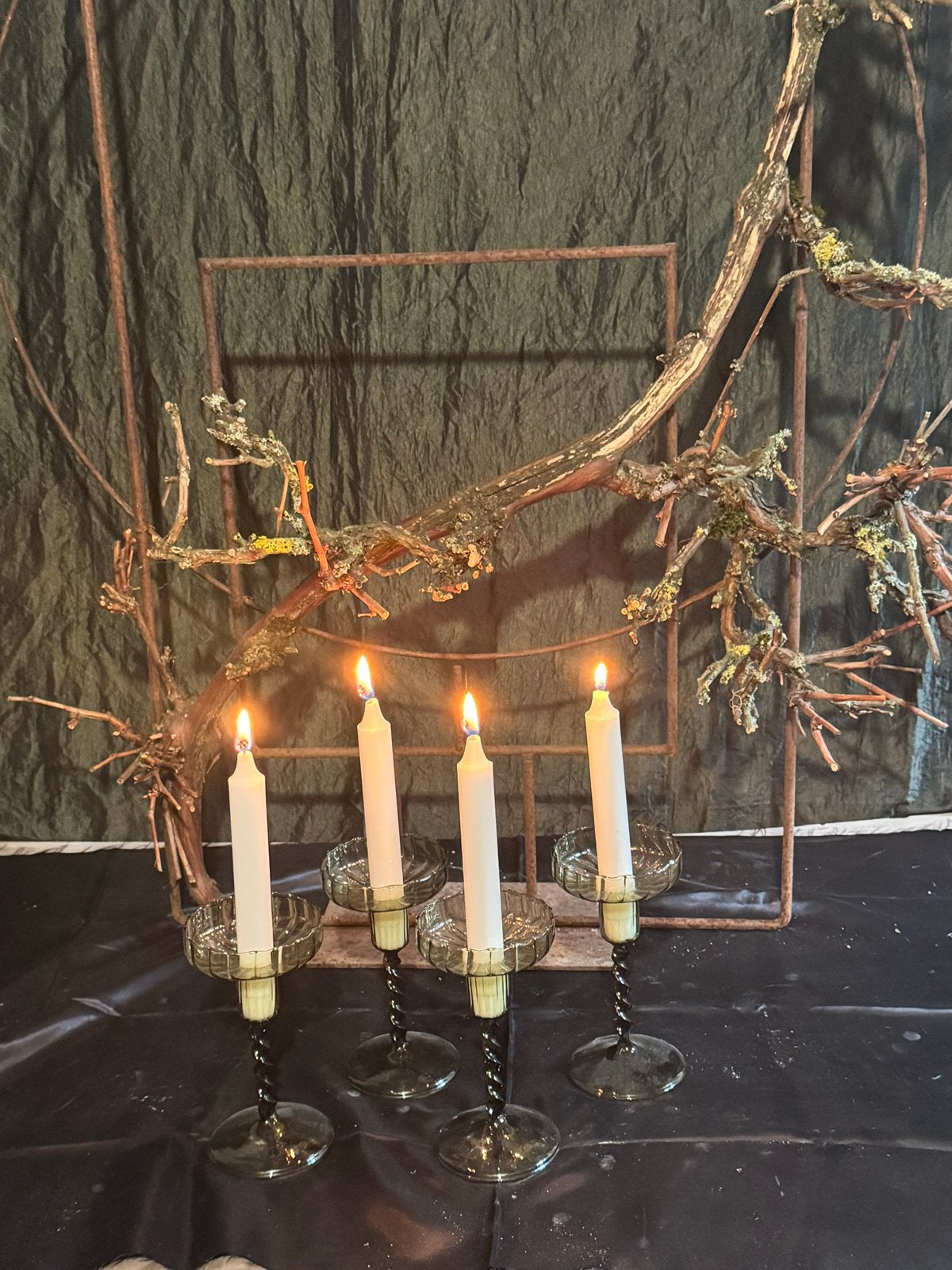 Set van 4 glazen kandelaars, Antiek en Kunst, Ophalen, Glas