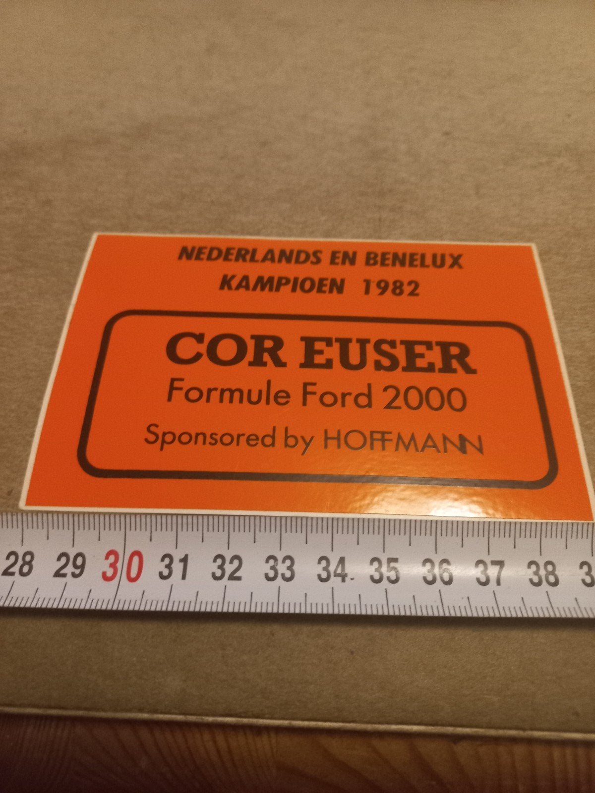 Cor Euser Formule Ford 2000 Kampioen 1982 Sticker, Ophalen of Verzenden, Gebruikt