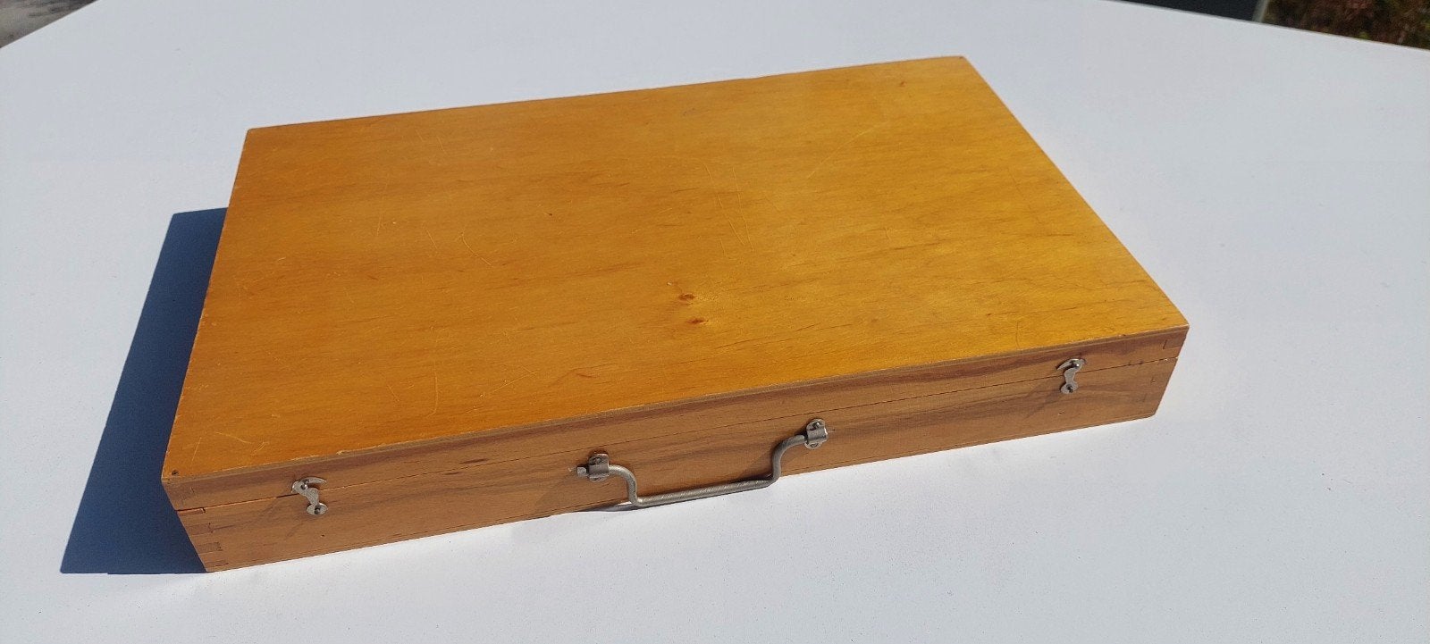 Vintage houten kinder gereedschapskist met handgereedschap, Ophalen of Verzenden, Gebruikt