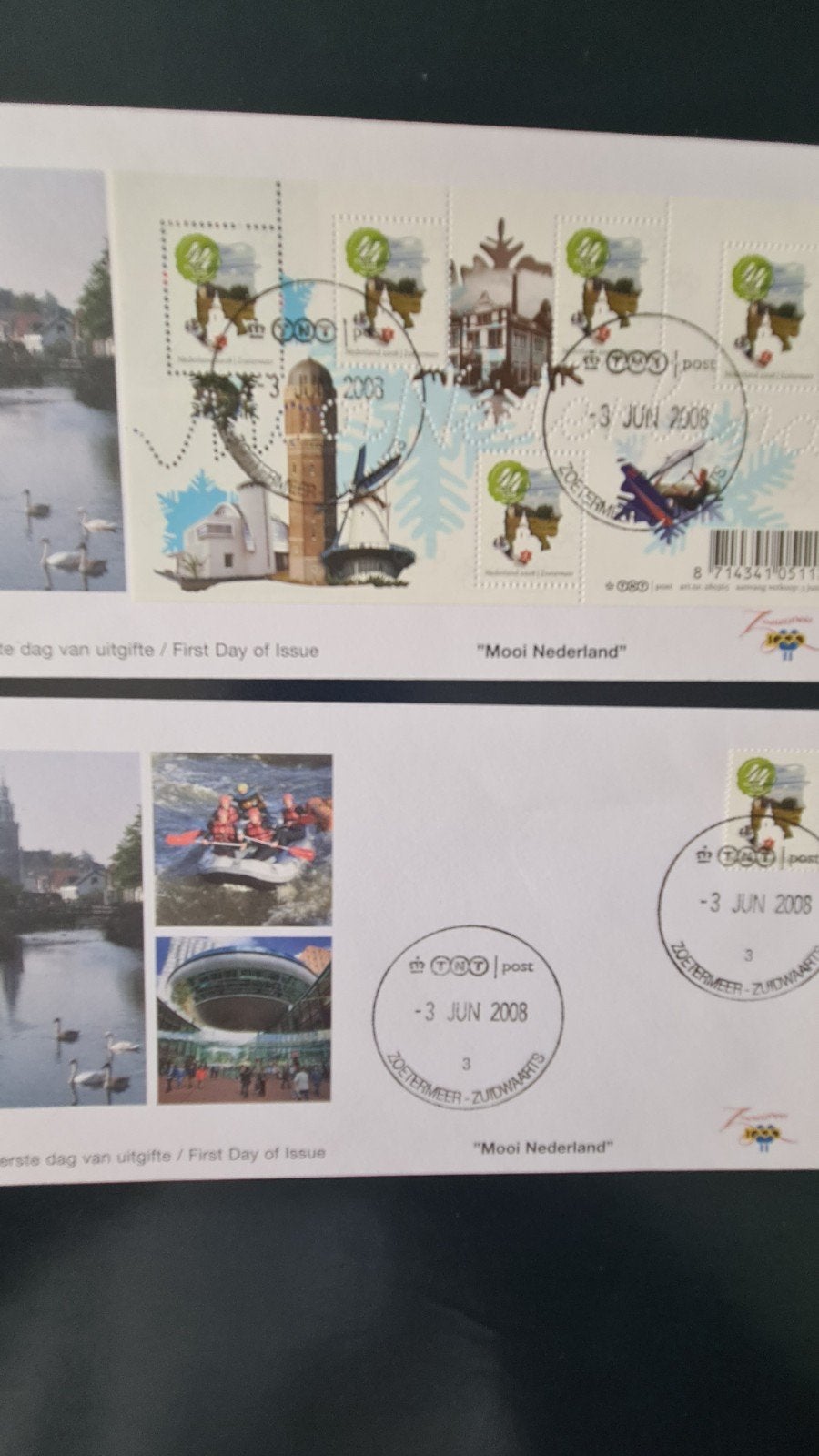 2 Eerste Dag Enveloppen (FDC) "Mooi Nederland – Zoetermeer, Ophalen of Verzenden, Gestempeld