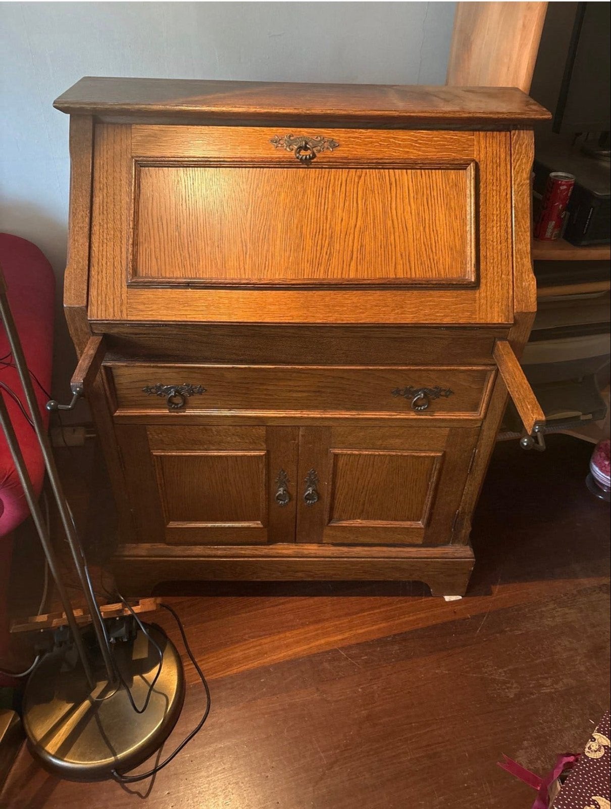 Gratis Antiek eikenhouten secretaire / bureau, Antiek en Kunst, Ophalen