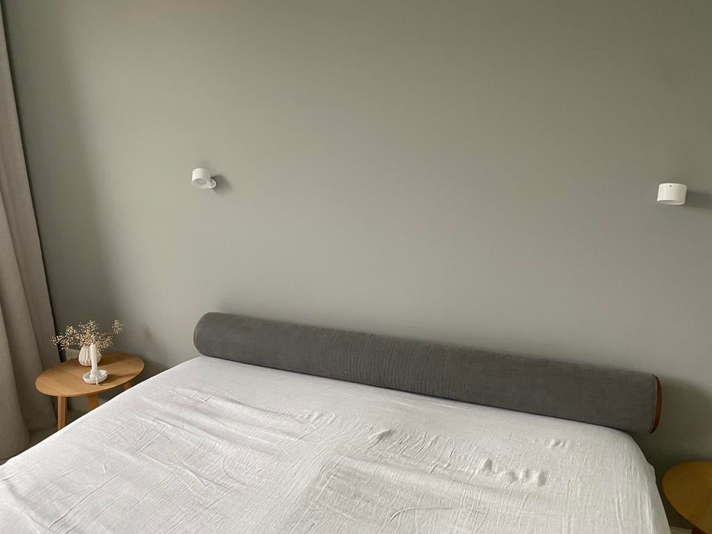 Rolkussen bed 180 cm grijs, Tweepersoons, Ophalen of Verzenden, Zo goed als nieuw, 180 cm