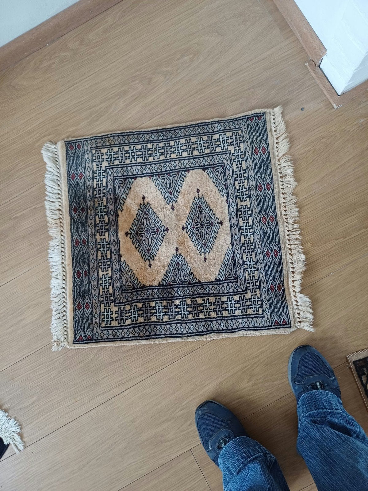 Vierkant vloerkleed 65x65cm - Oosters patroon, Gebruikt, 50 tot 100 cm, Oosters, Traditioneel, Vierkant