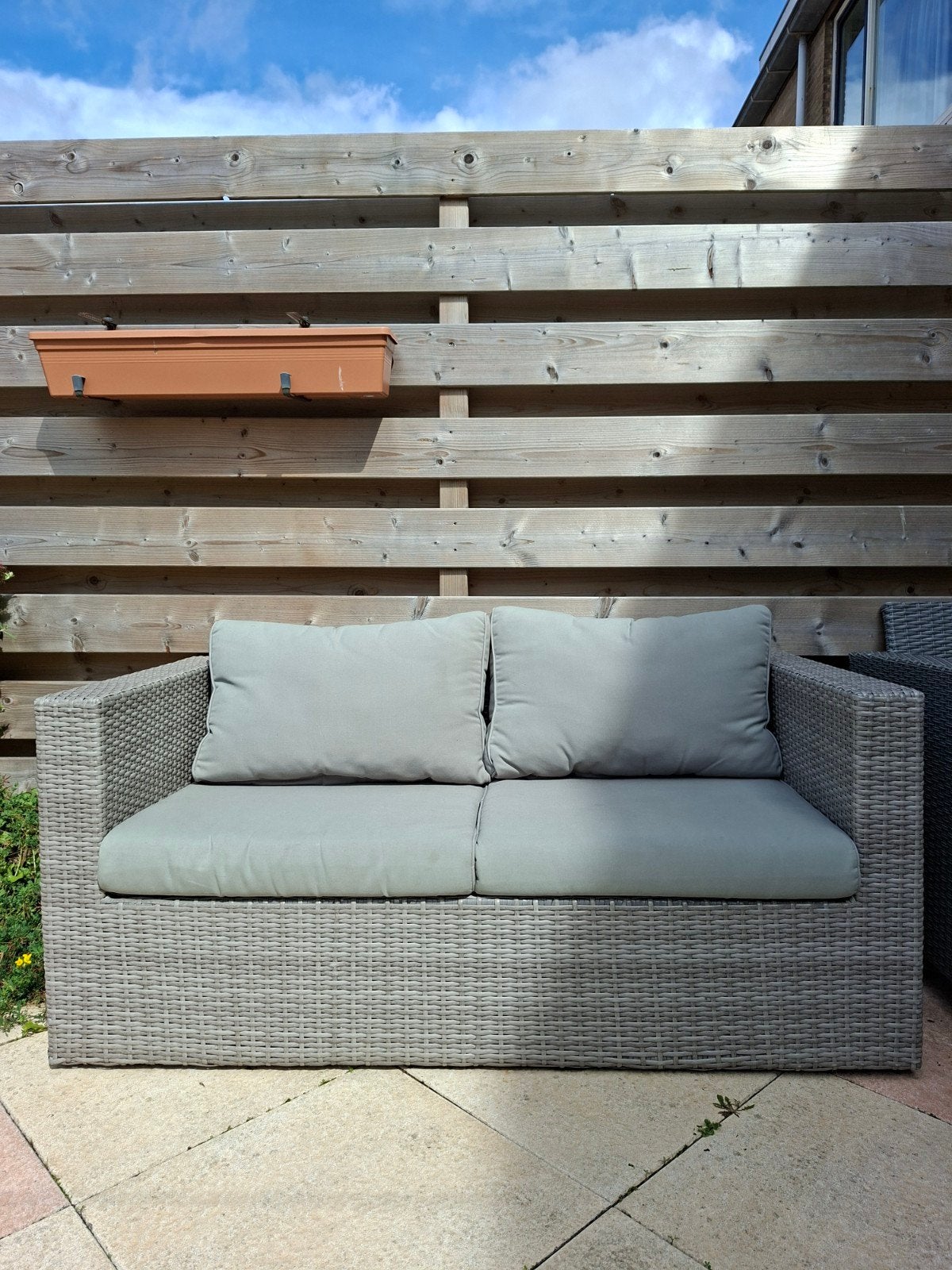 Comfortabele Wicker Loungeset Bank - Grijs, Gebruikt, Loungeset, Wicker, Bank
