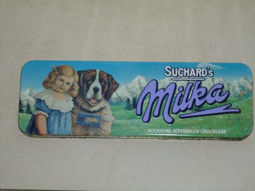 milka blik voor plak chocolade 30 x 10 x 3, Verzamelen, Ophalen of Verzenden, Zo goed als nieuw, Overige