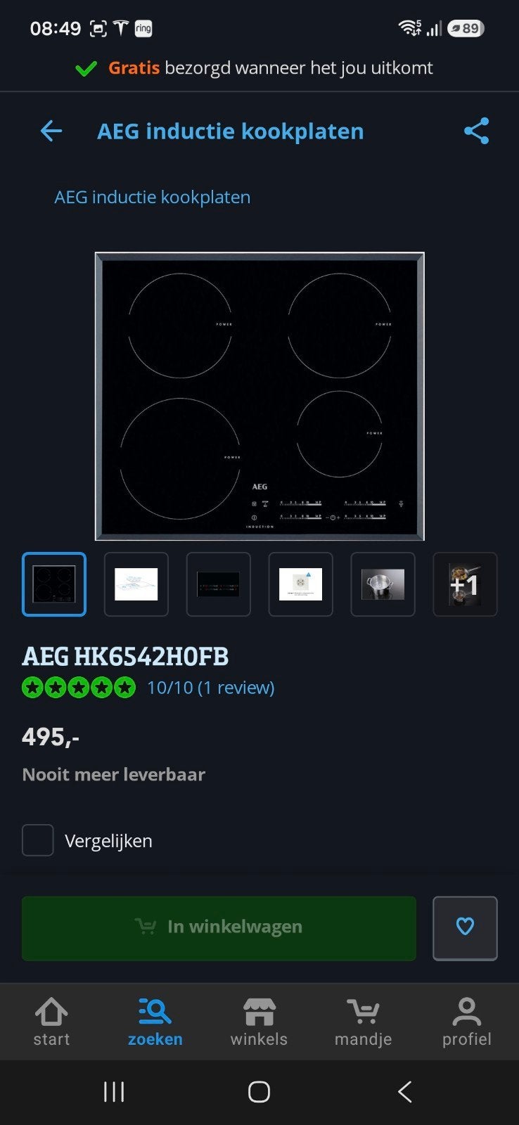 AEG HK6542H0FB Inductiekookplaat - Gebruikt, Ophalen, Gebruikt, 4 kookzones, Inbouw