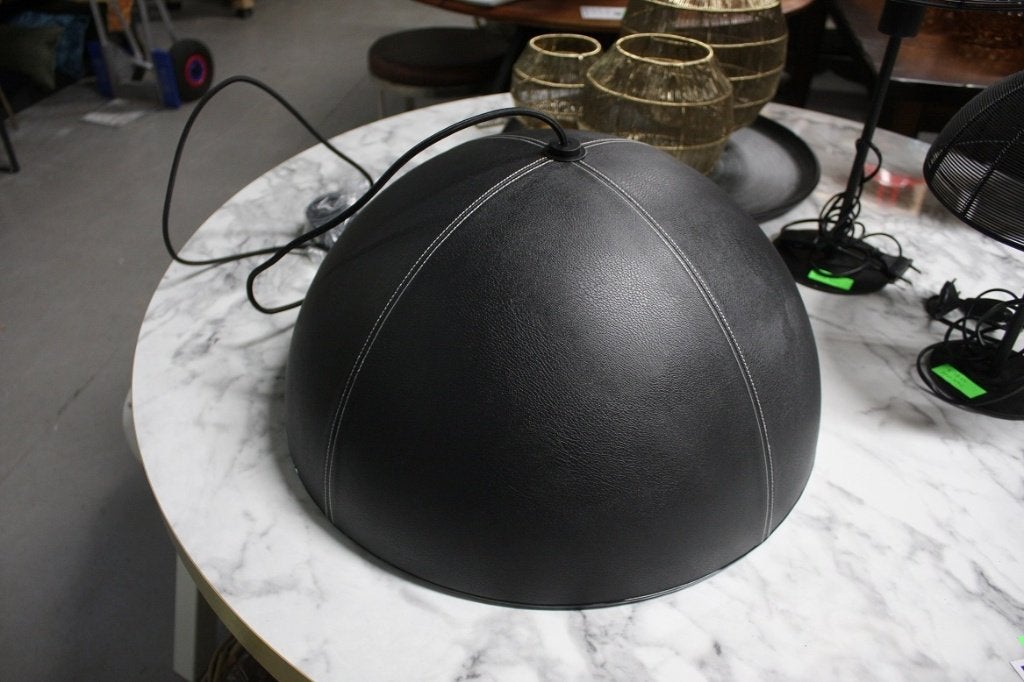 Stoere ronde hanglamp LEDERO zwart wit leer (15x), Ophalen of Verzenden, Nieuw, Overige materialen, Minder dan 50 cm