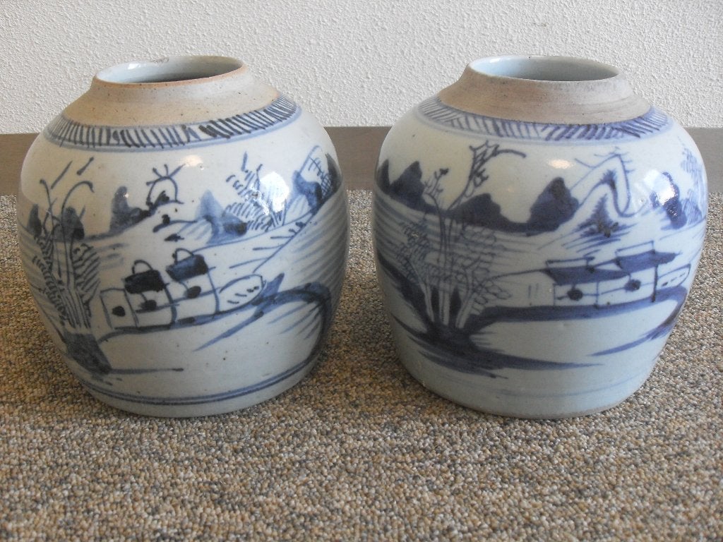 2 antieke chinese gemberpotten, Ophalen of Verzenden