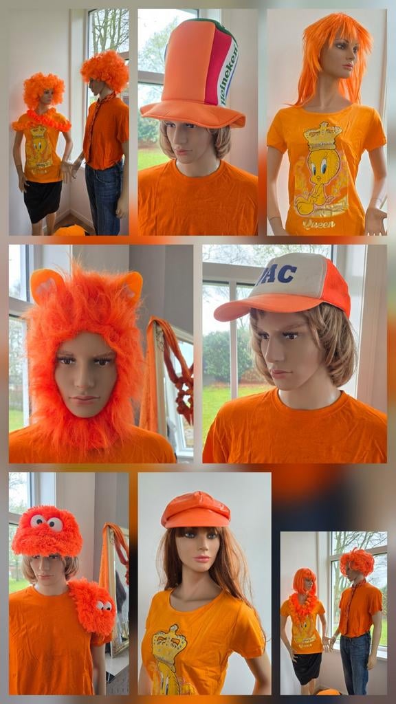 Oranje feestartikelen, kleding, pruiken, WK voetbal, Ophalen of Verzenden, Nieuw, Feestartikel
