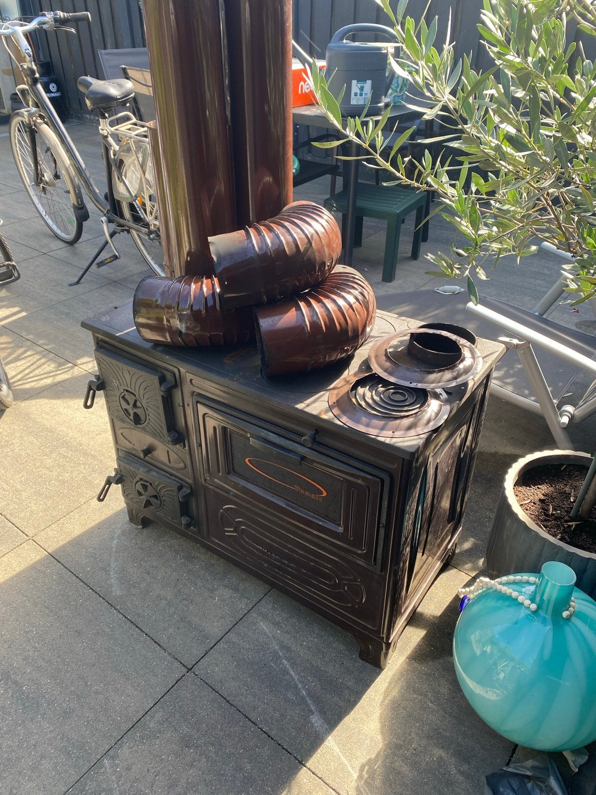 Houtkachel met Kookplaat en Rookkanalen, Huis en Inrichting, Kachels, Ophalen, Gebruikt, Houtkachel, Vrijstaand