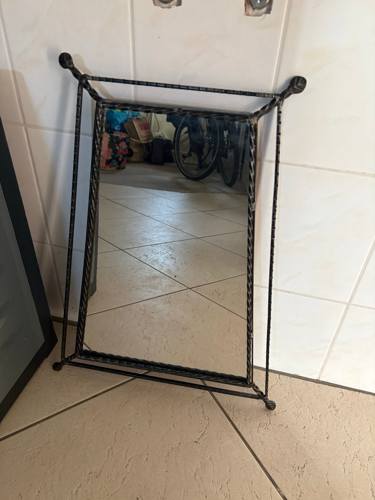 Vintage spiegel met frame, Ophalen, Rechthoekig, Minder dan 50 cm, Minder dan 100 cm