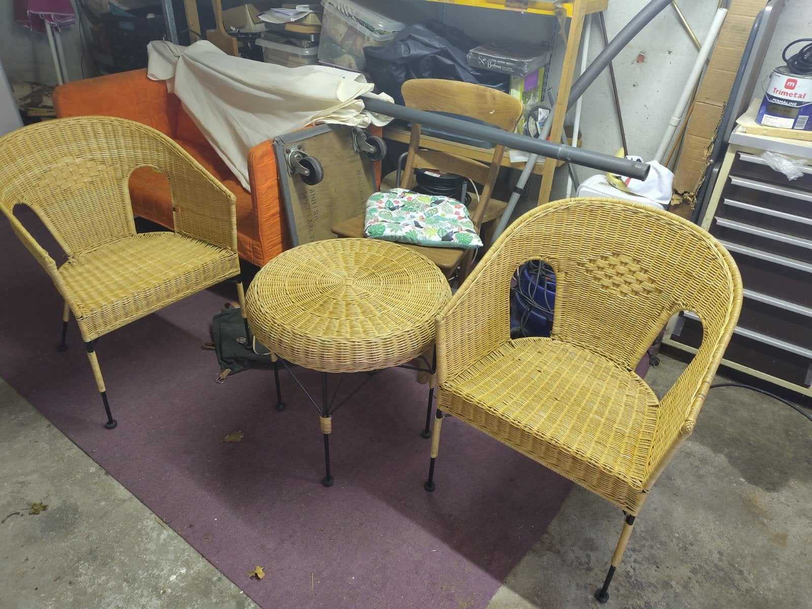 buiten/ binnen set van rotan / riet, Tuin en Terras, Tuinsets en Loungesets, Ophalen, Rotan, 2 zitplaatsen