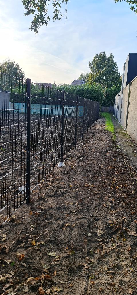 25 meter 656 dubbelstaafmat - 183cm hoog + Poort B-keus, Met poort, Nieuw, Dubbelstaafmat hekwerk, Ophalen of Verzenden