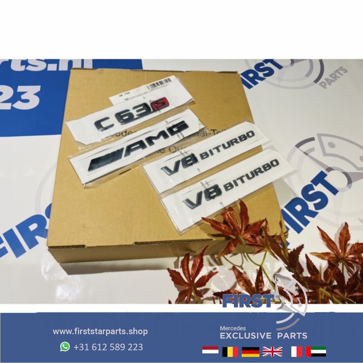 W205 C63S AMG LOGO SET C 63 S ZWART EMBLEMEN SET Mercedes C, Gebruikt, -, Ophalen of Verzenden, -