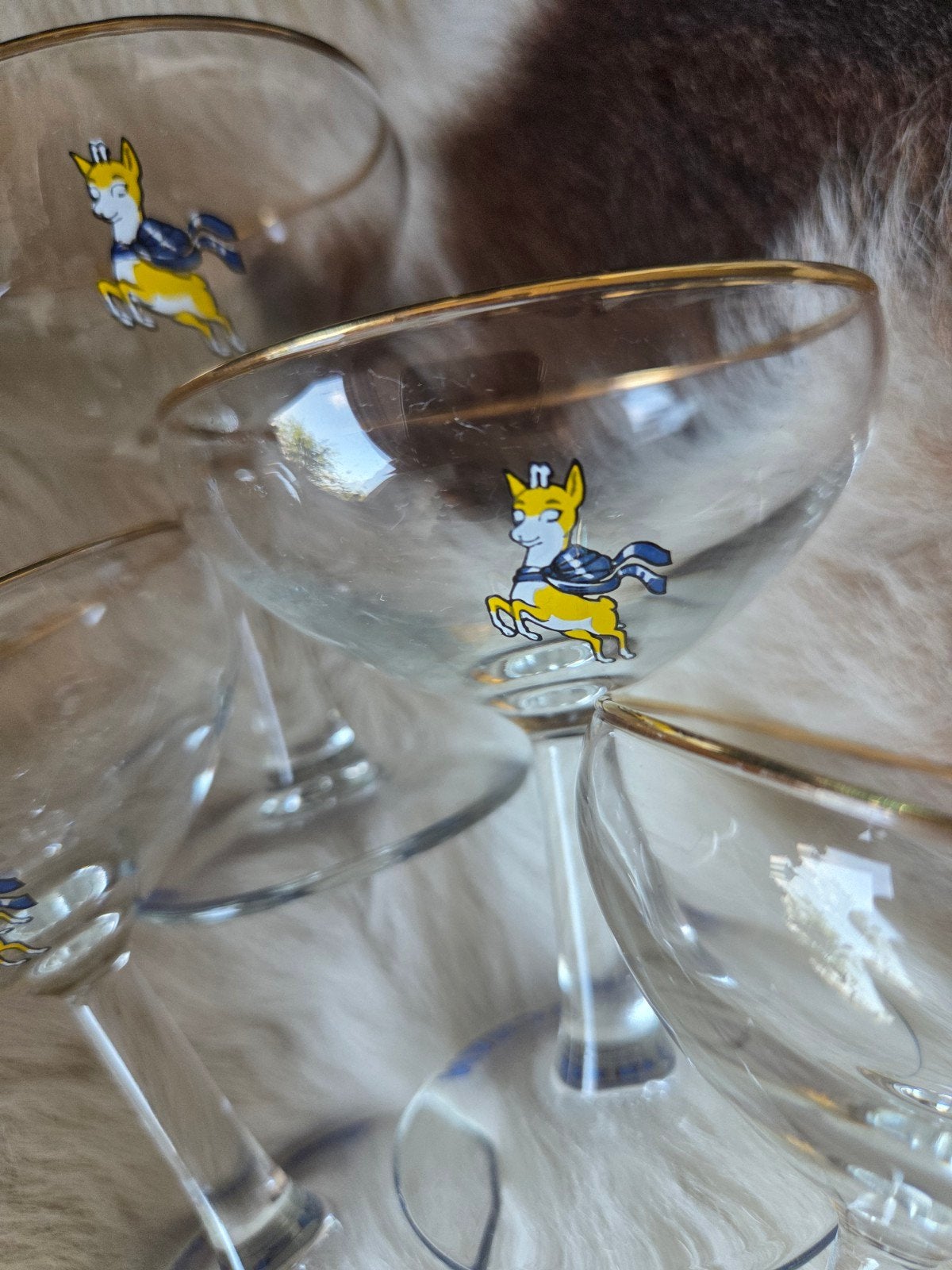 Set van 5 vintage Babycham champagneglazen, Ophalen of Verzenden