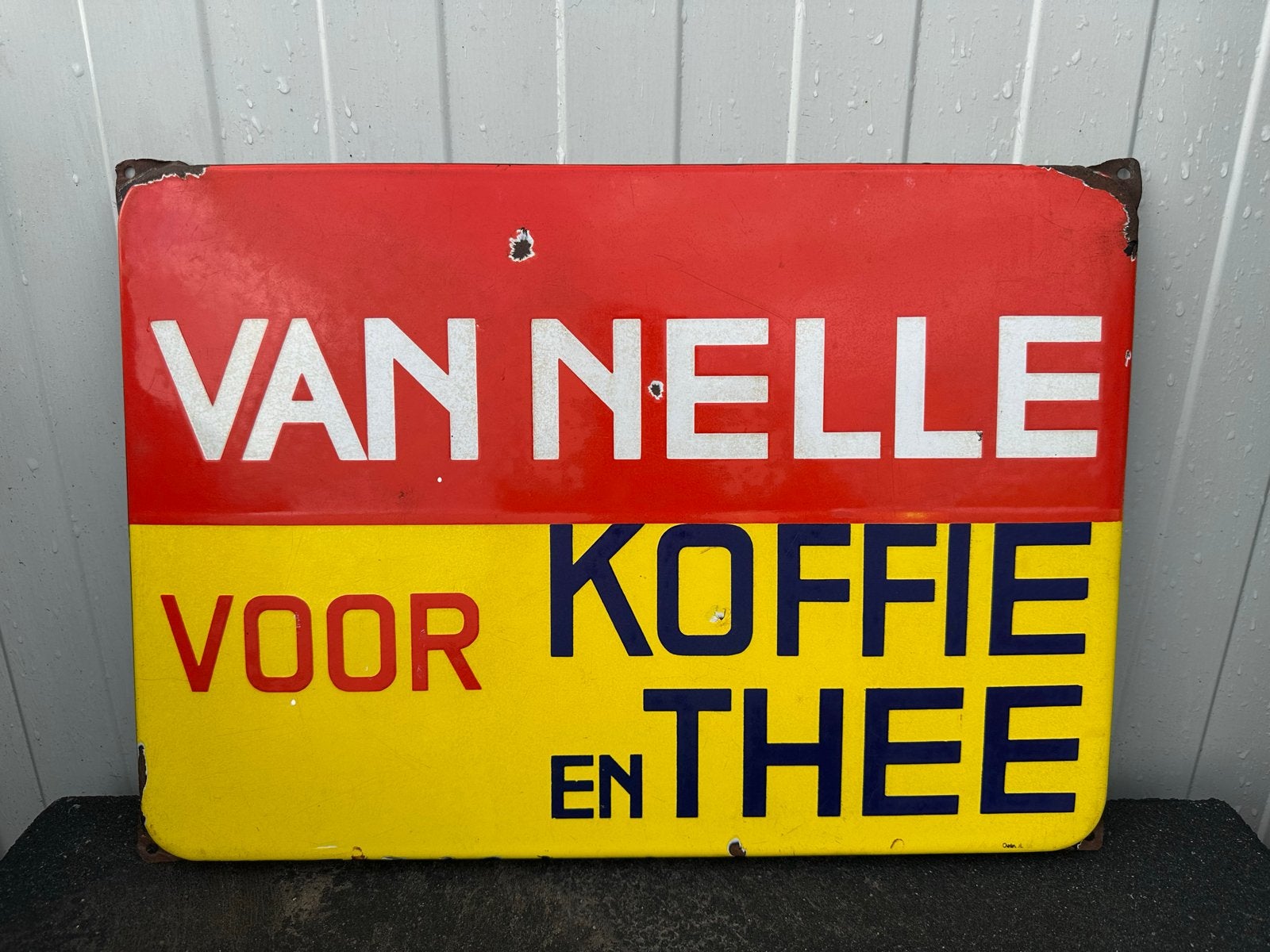 Emaille reclamebord Van Nelle Koffie en Thee 44x31 cm, Verzamelen, Ophalen of Verzenden