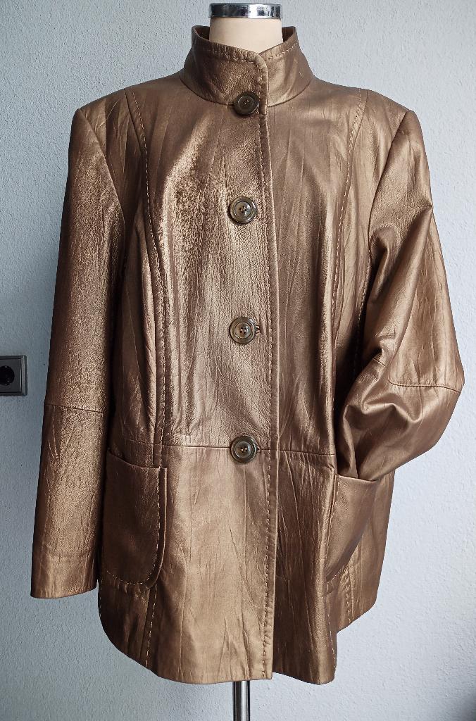 Gerry Weber lamsnappa leren jas 48 XL / Nieuw, Verzenden, Beige, Maat 46/48 (XL) of groter, Nieuw